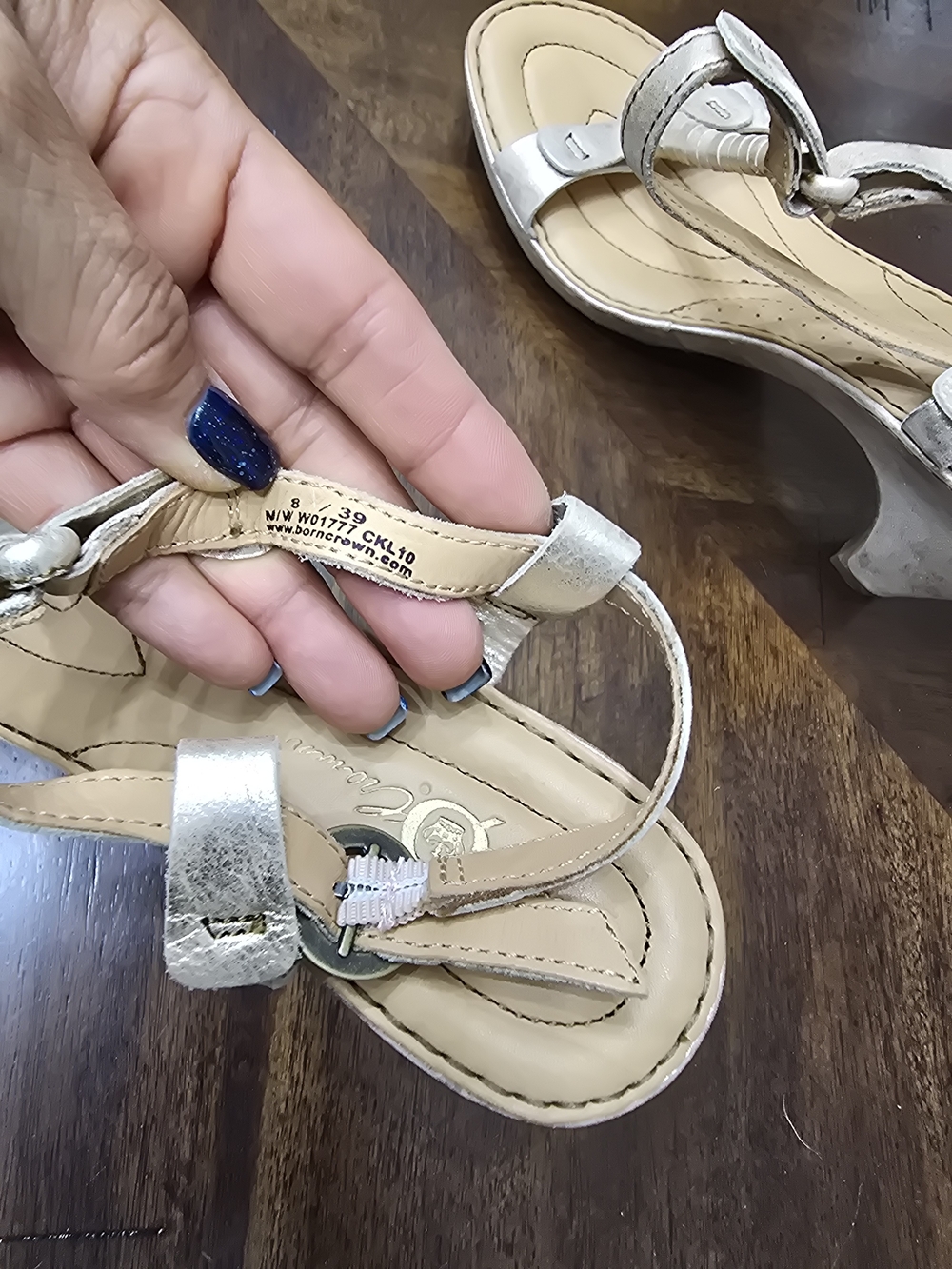 Born Metallic Gold T-Strap Mid Heel Sandal - Picture 5 of 10